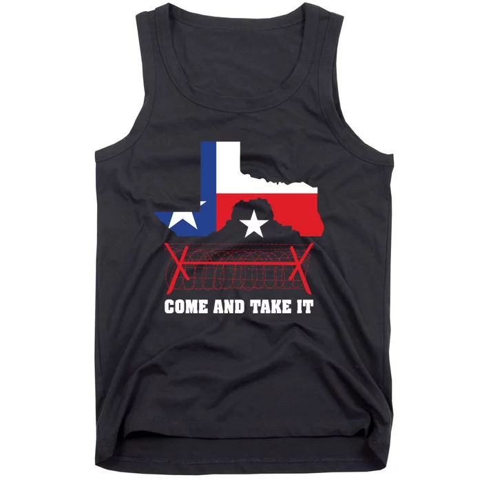 Texas Border Razor Wire Come And Take It Texas Flag Tank Top