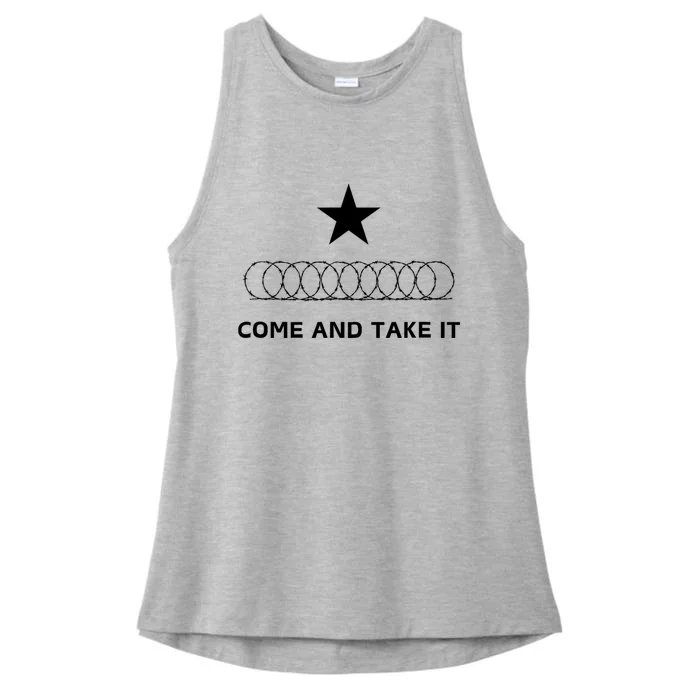 Texas Border Razorwire Come And Take It Ladies Tri-Blend Wicking Tank