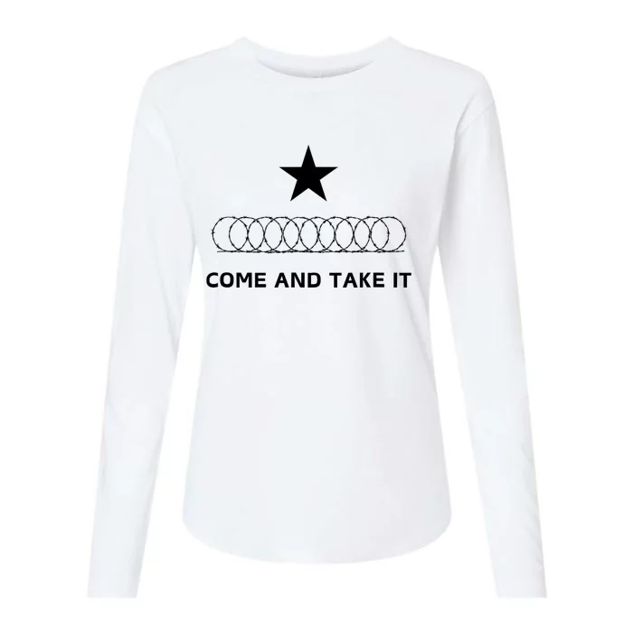 Texas Border Razorwire Come And Take It Womens Cotton Relaxed Long Sleeve T-Shirt