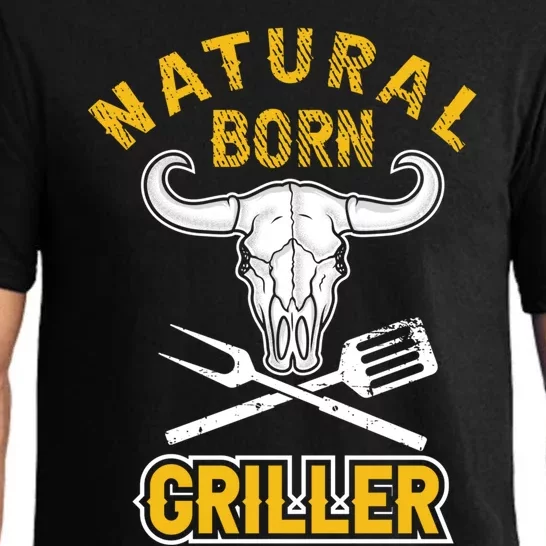 Tee Bbq Retro Grilling Beef Design Natural Born Griller Gift Pajama Set