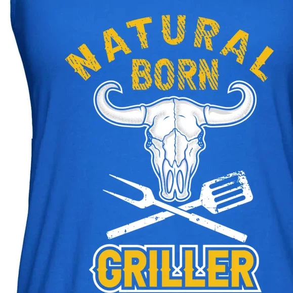 Tee Bbq Retro Grilling Beef Design Natural Born Griller Gift Ladies Essential Flowy Tank