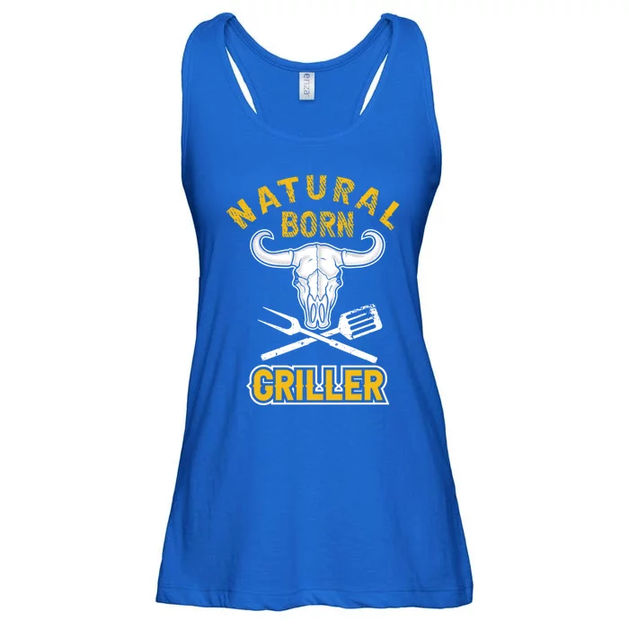 Tee Bbq Retro Grilling Beef Design Natural Born Griller Gift Ladies Essential Flowy Tank