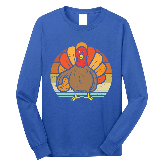 Turkey Basketball Retro Thanksgiving Sports Boys Girls Gift Long Sleeve Shirt