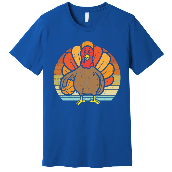 Turkey Basketball Retro Thanksgiving Sports Boys Girls Gift Premium T-Shirt