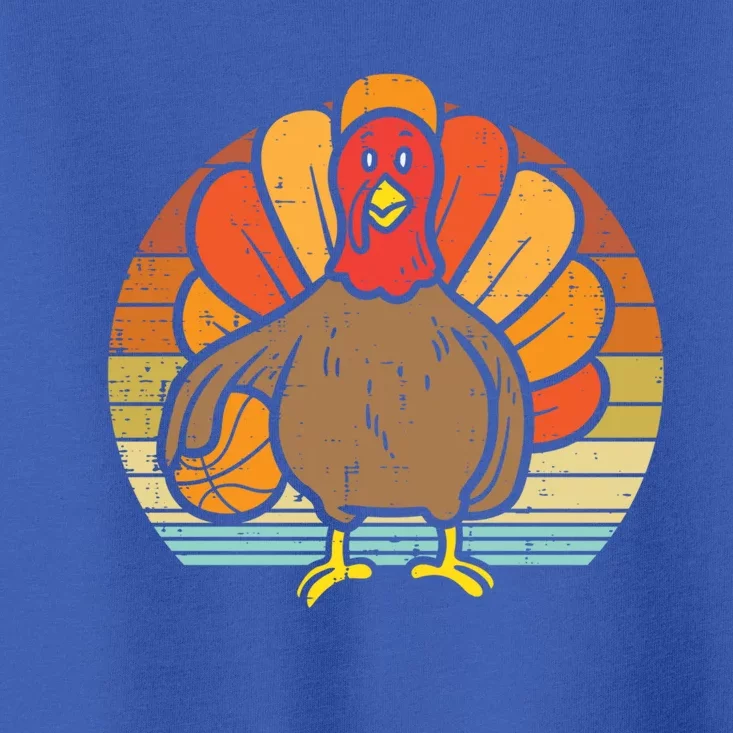 Turkey Basketball Retro Thanksgiving Sports Boys Girls Gift Toddler T-Shirt