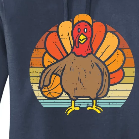 Turkey Basketball Retro Thanksgiving Sports Boys Girls Gift Women's Pullover Hoodie