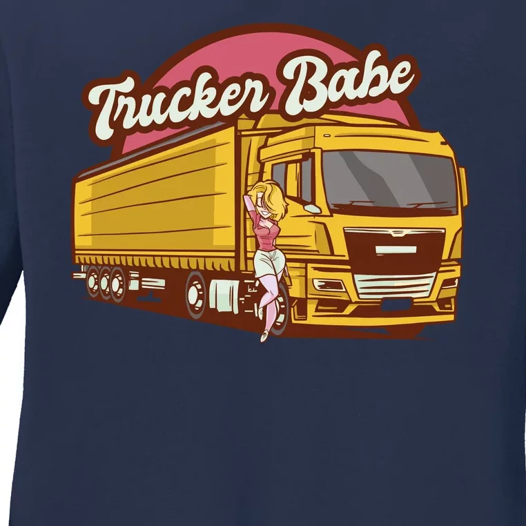 Trucker Babe Retro Ladies Long Sleeve Shirt