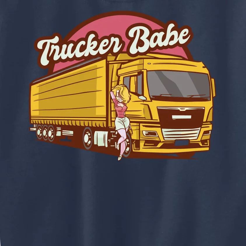 Trucker Babe Retro Kids Sweatshirt