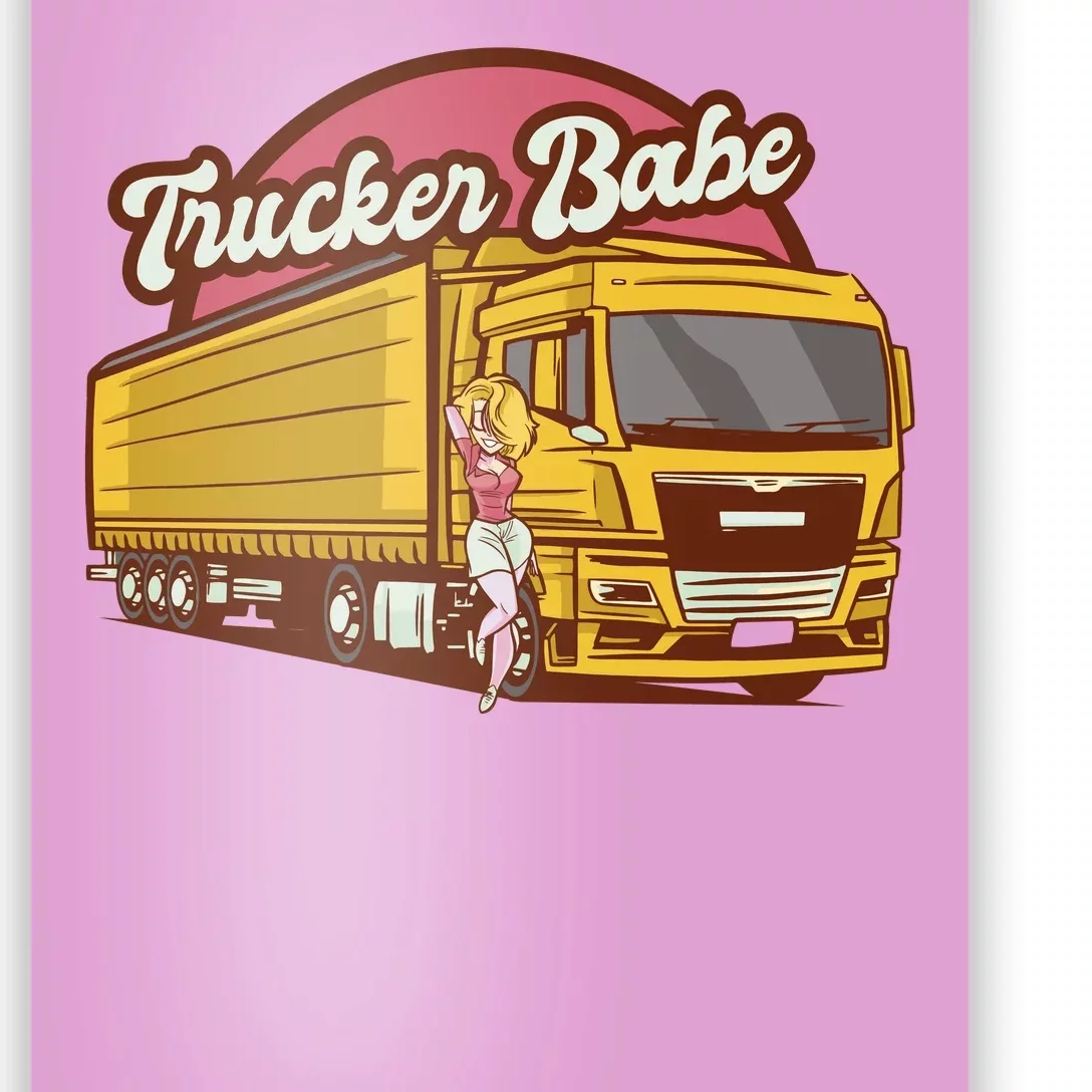 Trucker Babe Retro Poster