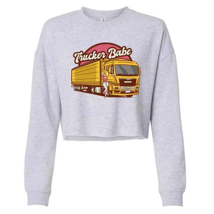 Trucker Babe Retro Cropped Pullover Crew