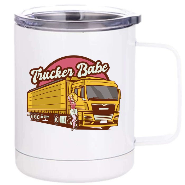 Trucker Babe Retro Front & Back 12oz Stainless Steel Tumbler Cup