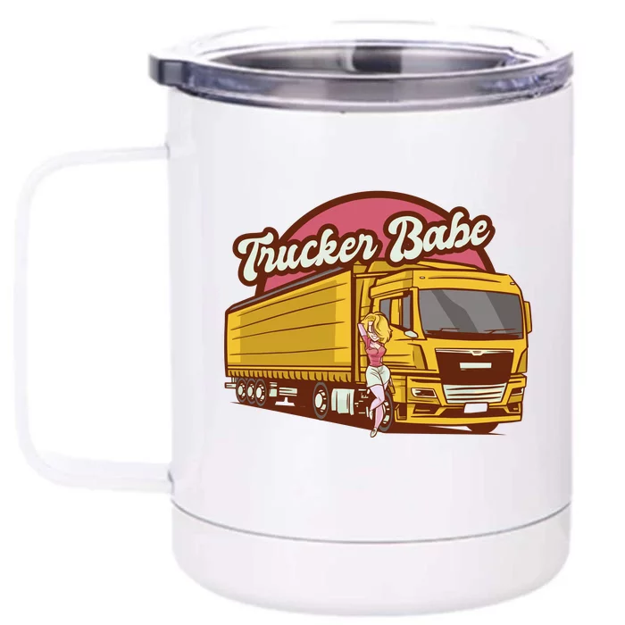 Trucker Babe Retro Front & Back 12oz Stainless Steel Tumbler Cup