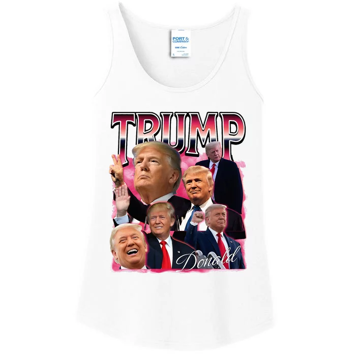 Trump Bootleg Retro 90s Trump Black Band Trump 2024 Ladies Essential Tank