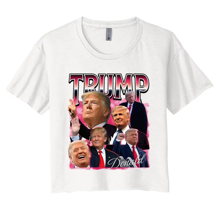 Trump Bootleg Retro 90s Trump Black Band Trump 2024 Women's Crop Top Tee