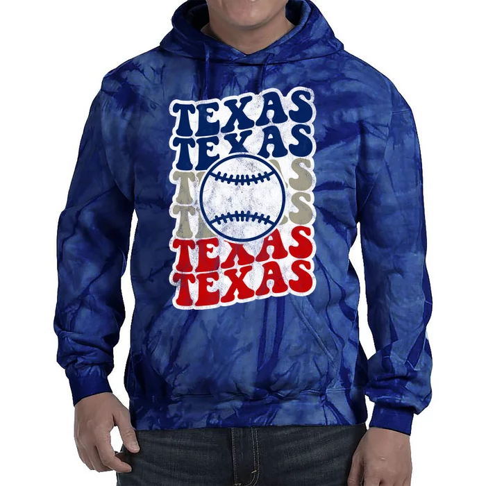 Texas Baseball Retro Sport Tie Dye Hoodie