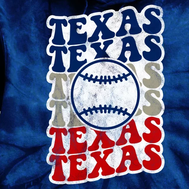 Texas Baseball Retro Sport Tie Dye Hoodie