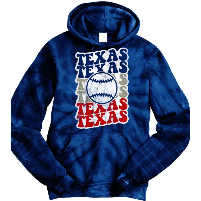 Texas Baseball Retro Sport Tie Dye Hoodie