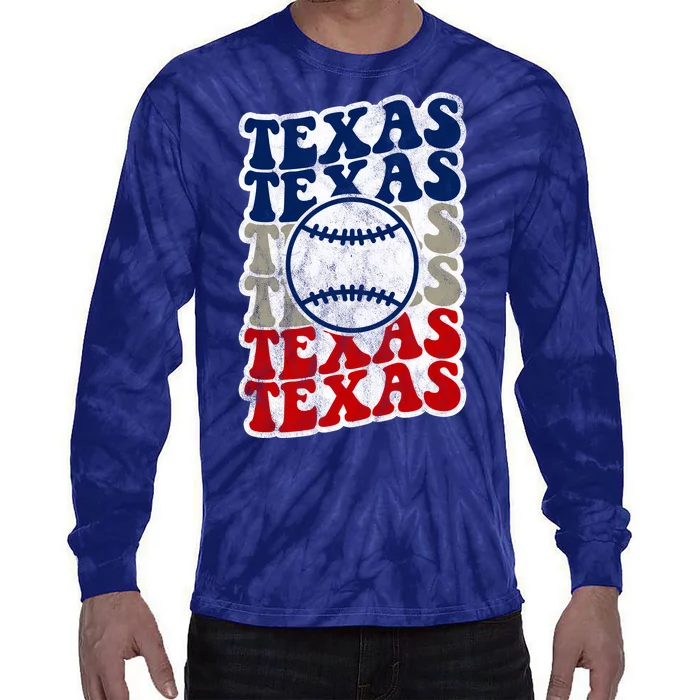 Texas Baseball Retro Sport Tie-Dye Long Sleeve Shirt