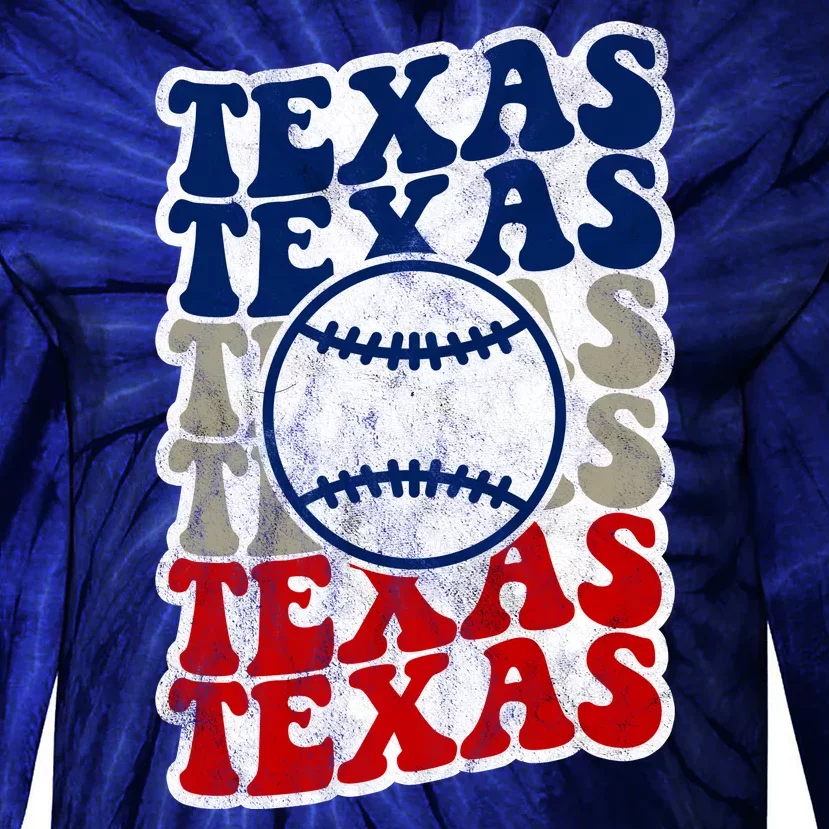 Texas Baseball Retro Sport Tie-Dye Long Sleeve Shirt