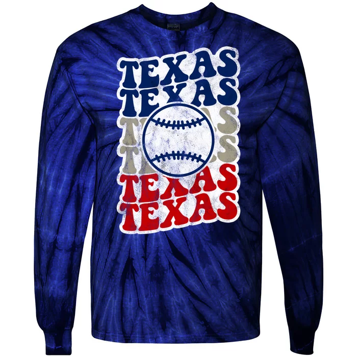 Texas Baseball Retro Sport Tie-Dye Long Sleeve Shirt