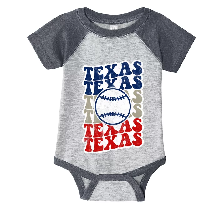 Texas Baseball Retro Sport Infant Baby Jersey Bodysuit