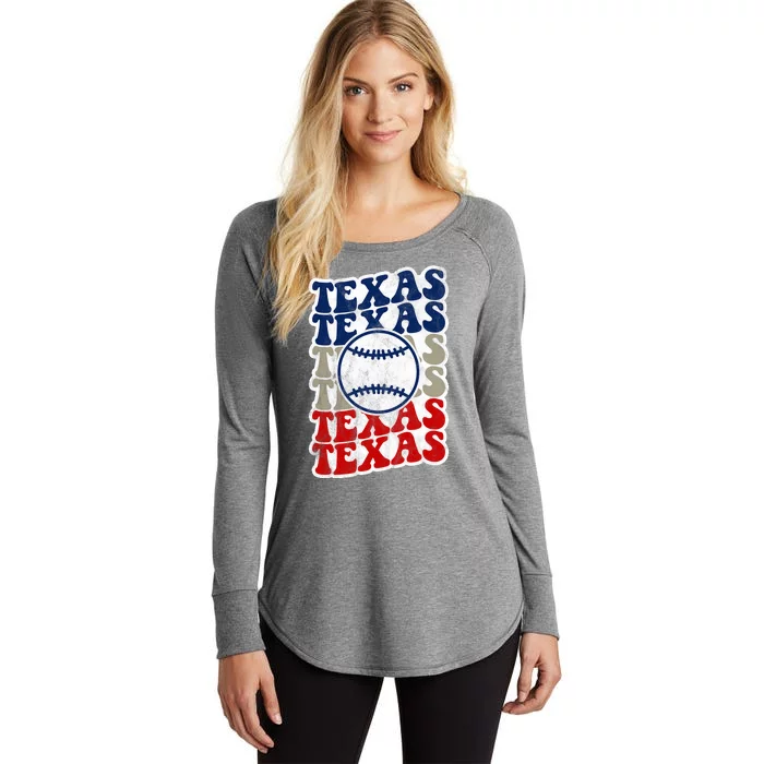 Texas Baseball Retro Sport Women's Perfect Tri Tunic Long Sleeve Shirt