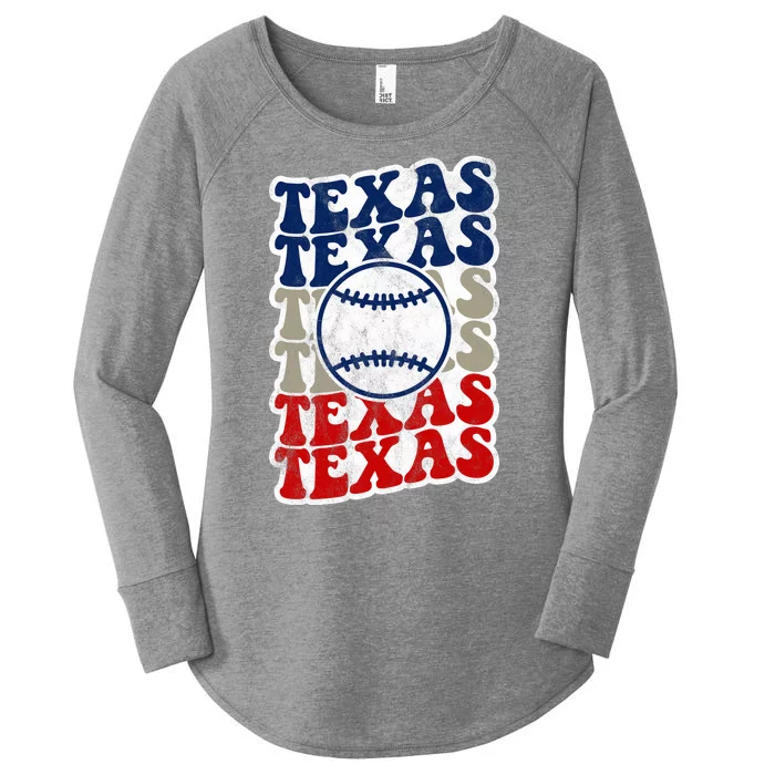 Texas Baseball Retro Sport Women's Perfect Tri Tunic Long Sleeve Shirt