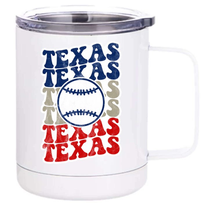 Texas Baseball Retro Sport Front & Back 12oz Stainless Steel Tumbler Cup