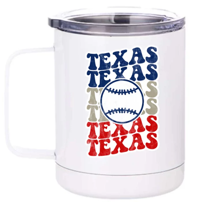 Texas Baseball Retro Sport Front & Back 12oz Stainless Steel Tumbler Cup