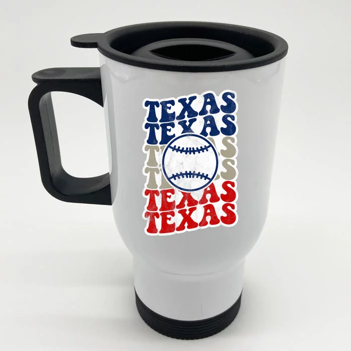 Texas Baseball Retro Sport Front & Back Stainless Steel Travel Mug