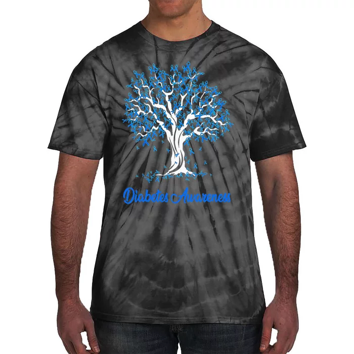 Tree Blue Ribbon Diabetes Awareness Tie-Dye T-Shirt