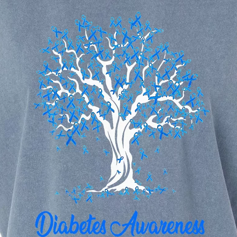 Tree Blue Ribbon Diabetes Awareness Garment-Dyed Women's Muscle Tee