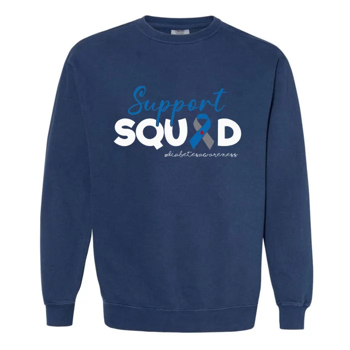 T1D Blue Ribbon Support Squad Type 1 Diabetes Awareness Garment-Dyed Sweatshirt