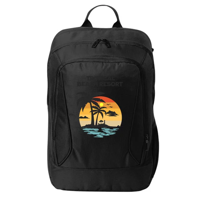 Tropical Beach Resort Palm Trees And Lounge Chairs Design City Backpack