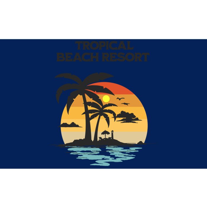 Tropical Beach Resort Palm Trees And Lounge Chairs Design Bumper Sticker