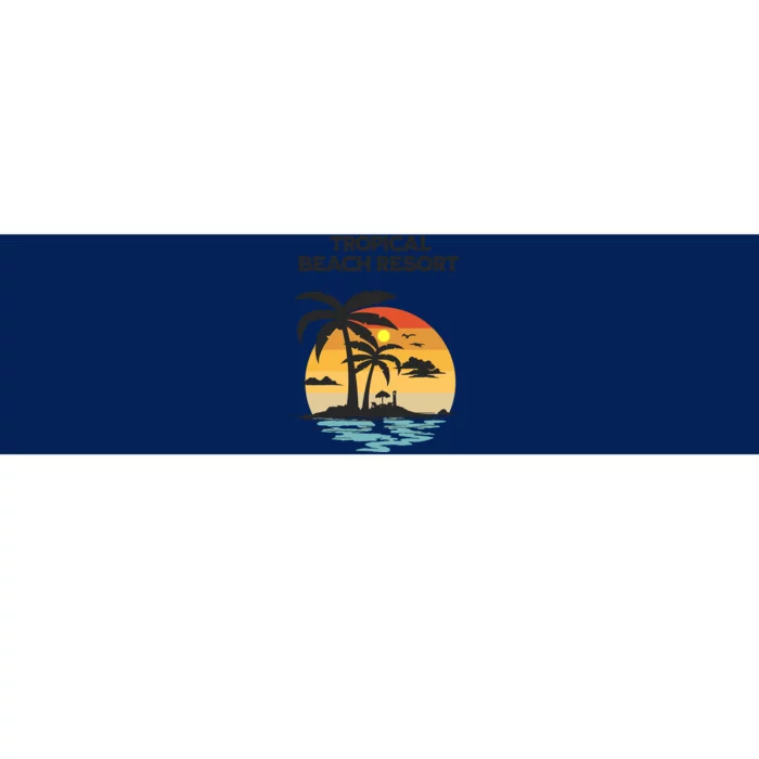 Tropical Beach Resort Palm Trees And Lounge Chairs Design Bumper Sticker