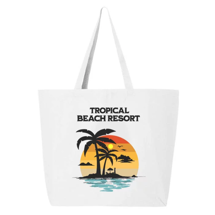 Tropical Beach Resort Palm Trees And Lounge Chairs Design 25L Jumbo Tote