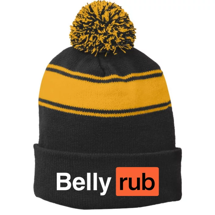 Takkun Belly Rub Stripe Pom Pom Beanie