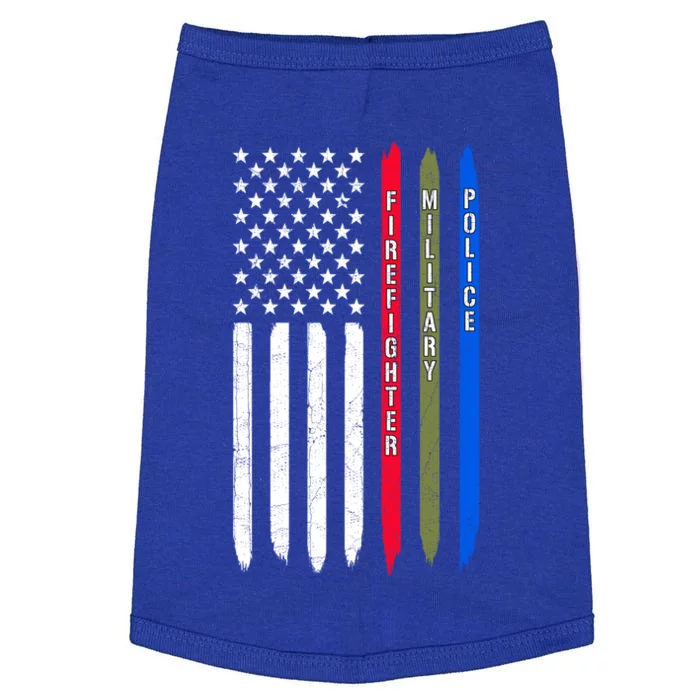 Thin Blue Red Green Line American Flag Police Military Fire Gift Doggie Tank