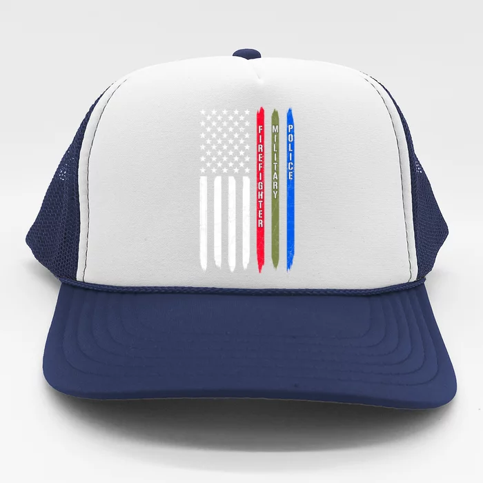 Thin Blue Red Green Line American Flag Police Military Fire Gift Trucker Hat