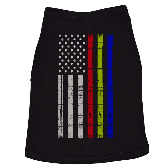 Thin Blue Red Green Line American Flag Police Military Fire Gift Doggie Tank