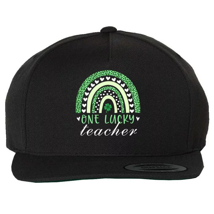 Teacher Boho Rainbow Leopard Patrick's Day One Lucky Teacher Meaningful Gift Wool Snapback Cap