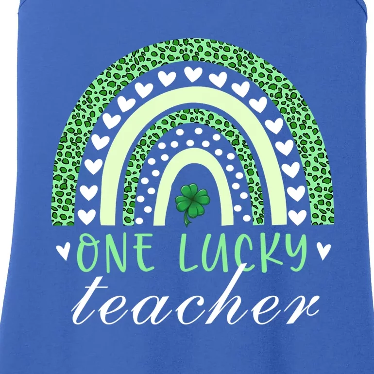 Teacher Boho Rainbow Leopard Patrick's Day One Lucky Teacher Meaningful Gift Ladies Essential Tank