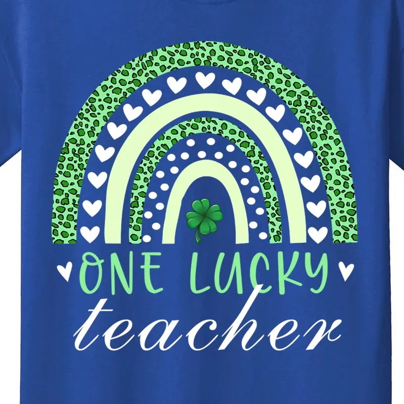 Teacher Boho Rainbow Leopard Patrick's Day One Lucky Teacher Meaningful Gift Kids T-Shirt