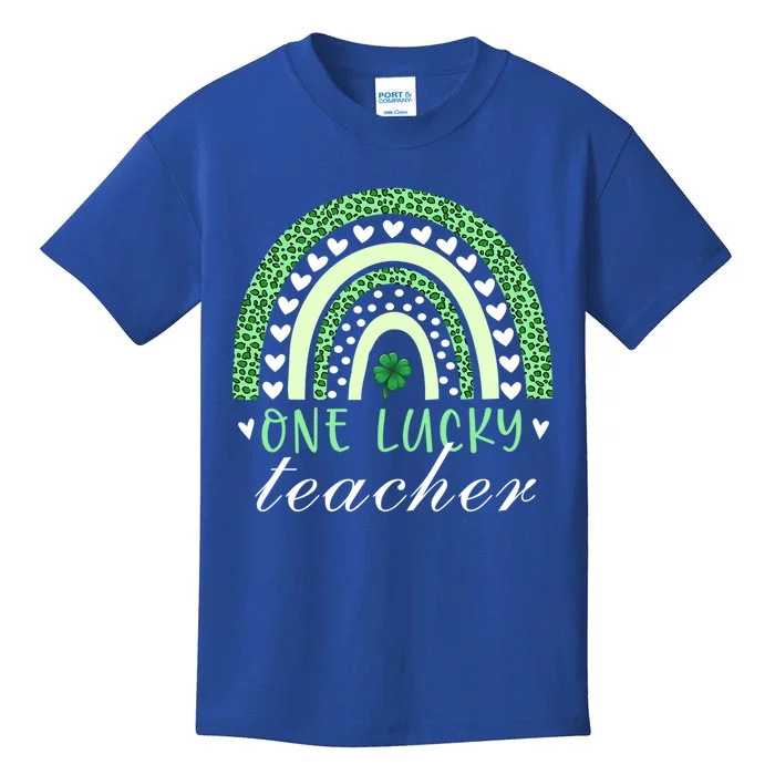 Teacher Boho Rainbow Leopard Patrick's Day One Lucky Teacher Meaningful Gift Kids T-Shirt