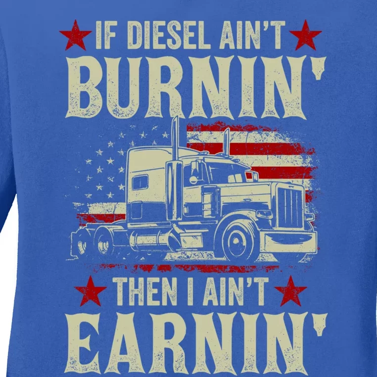 Trucker Big Rig Semicute Gifttrailer Truck Driver American Flag Gift Ladies Long Sleeve Shirt