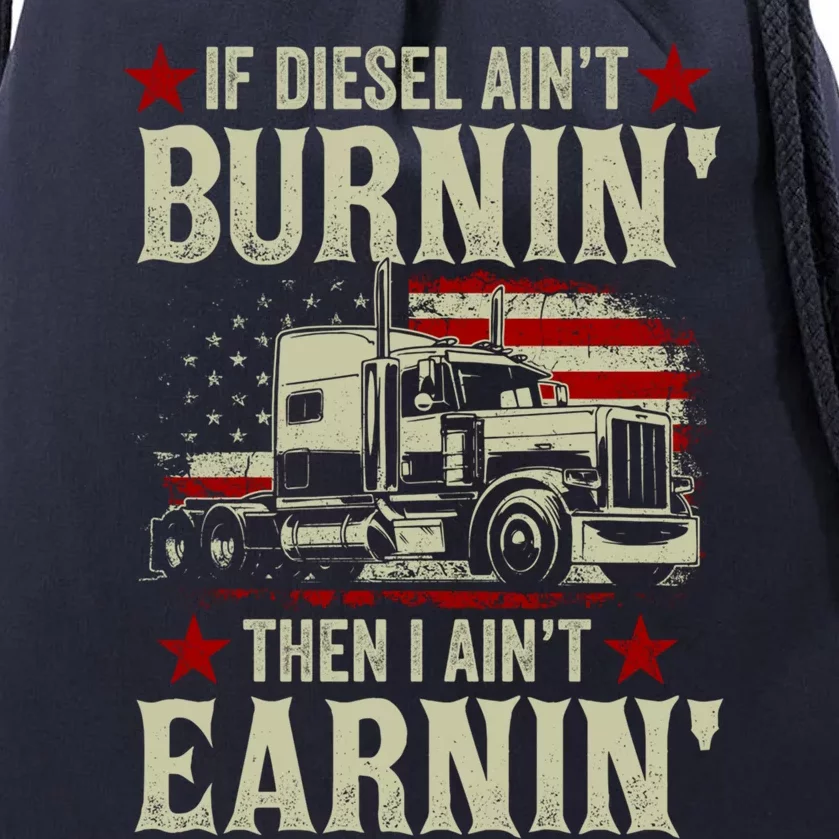 Trucker Big Rig Semicute Gifttrailer Truck Driver American Flag Gift Drawstring Bag