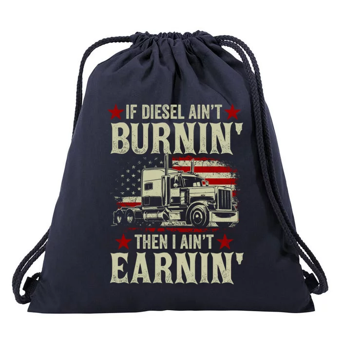 Trucker Big Rig Semicute Gifttrailer Truck Driver American Flag Gift Drawstring Bag