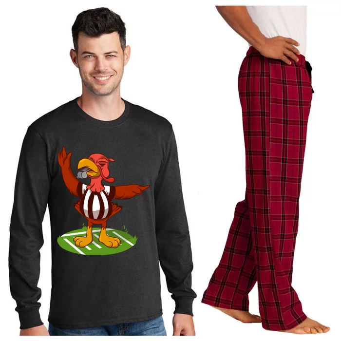 Turkey Bowl Referee Family Thanksgiving Football Game Meme Gift Long Sleeve Pajama Set