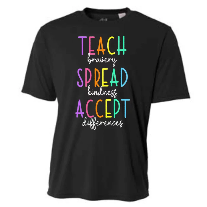 Teach Bravery Spread Kindness Accept Autism puzzle Cooling Performance Crew T-Shirt